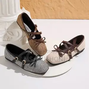 French-Retro Style Square-Toe Mary Jane Flats Size 37-42