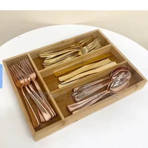 Bamboo Kitchen Drawer Cutlery Organizer