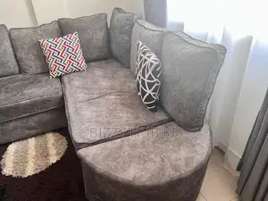 7-Seater L-Shape Grey Suede Sofa