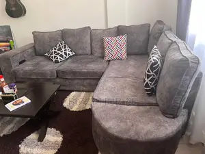 7-Seater L-Shape Grey Suede Sofa