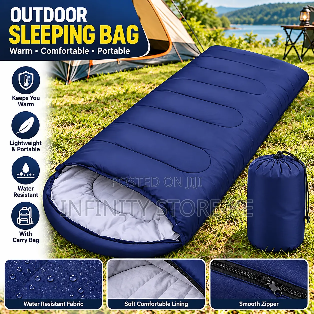 Lightweight Outdoor Camping Sleeping Bag With Storage Carry Bag