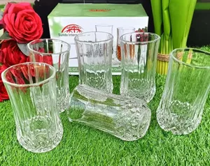 Wine Glass 6 PC Long Diamond Glasses