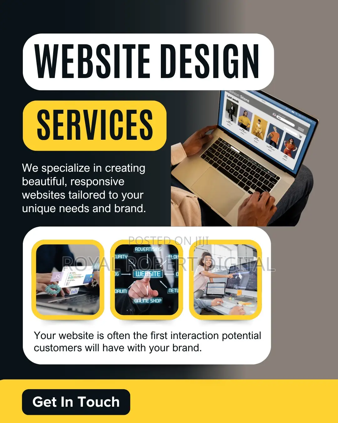 Targeted Unique Website With 1 YearDomain Registration and freeHosting
