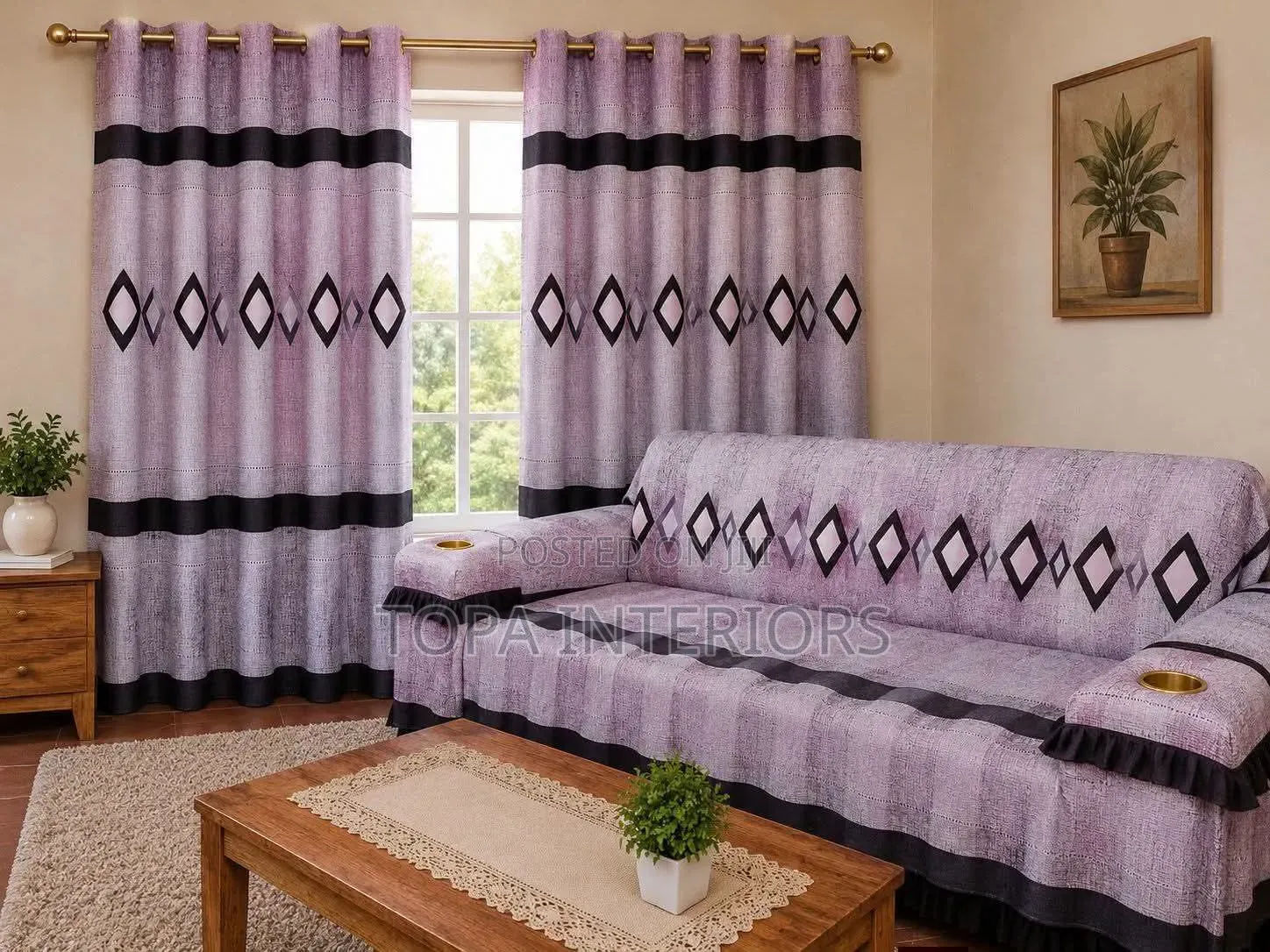Green Tree-Flowered Window Curtains for Living Room Windows