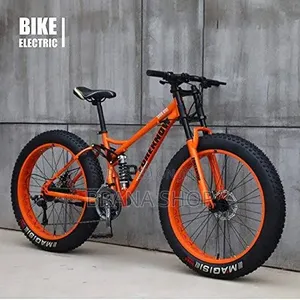 Sporty Orange Fat Tire Bicycle – Rugged Outdoor Mountain Bike 