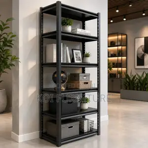 Storage Unit; Metallic Five Tiers Modern Black Storage Rack