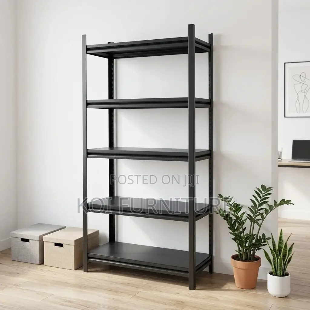 Storage Unit; Metallic Five Tiers Modern Black Storage Rack