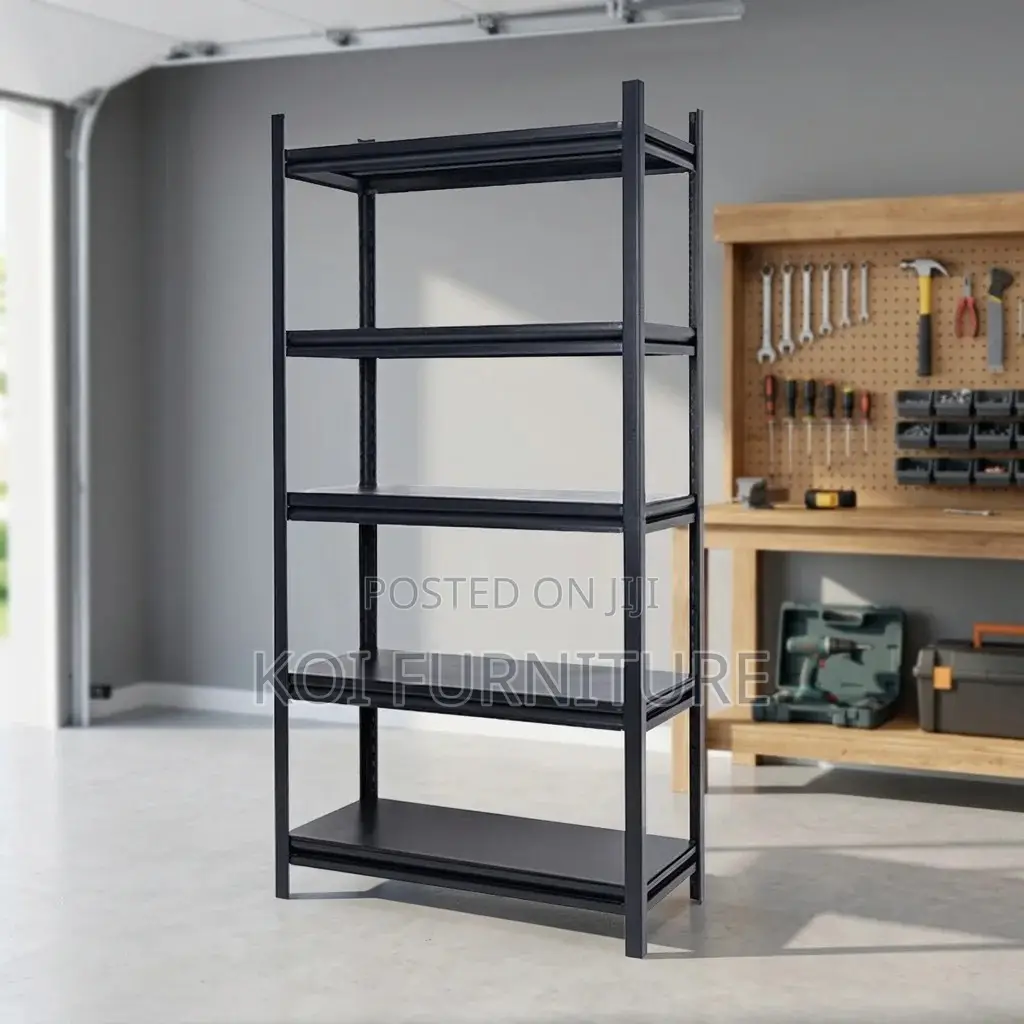 Storage Unit; Metallic Five Tiers Modern Black Storage Rack