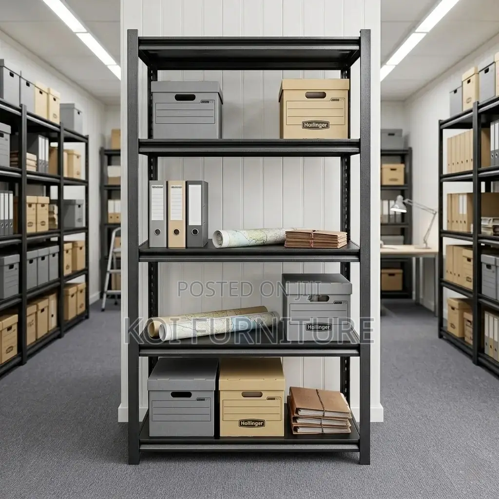 Storage Unit; Metallic Five Tiers Modern Black Storage Rack