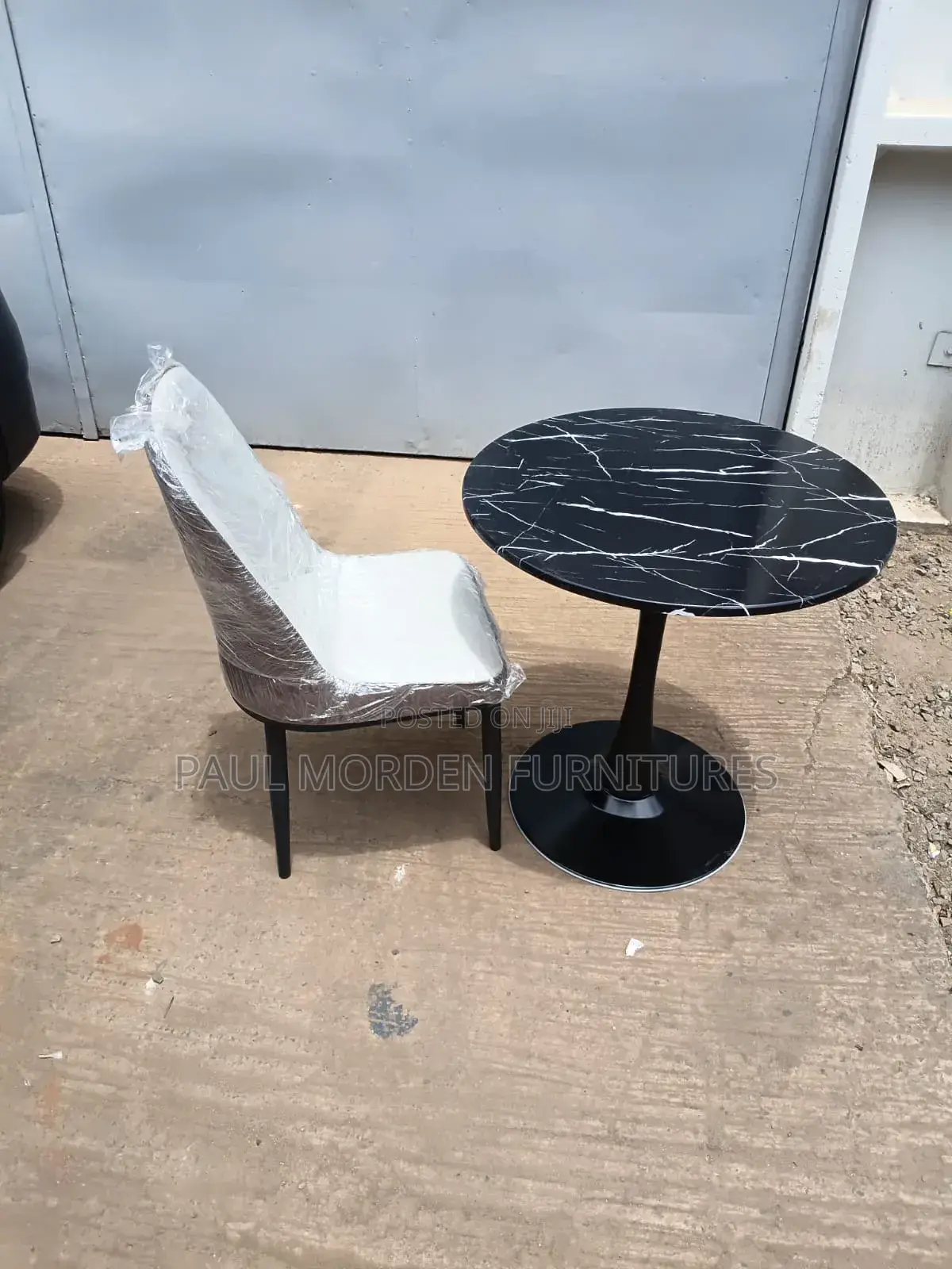 Black Marble Effects Top Dining Table