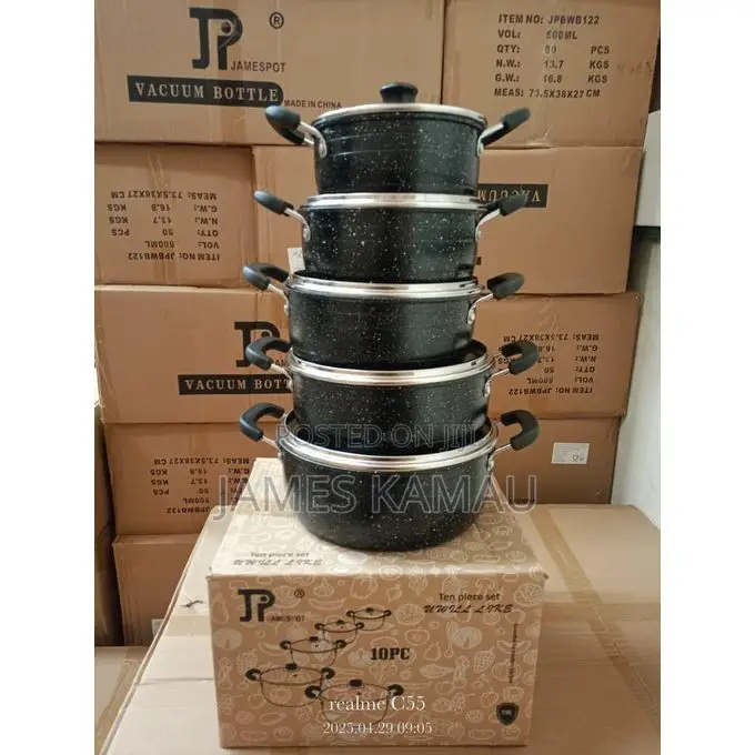 Jamespot James Pot Black Cookware Set Wove Granite Material