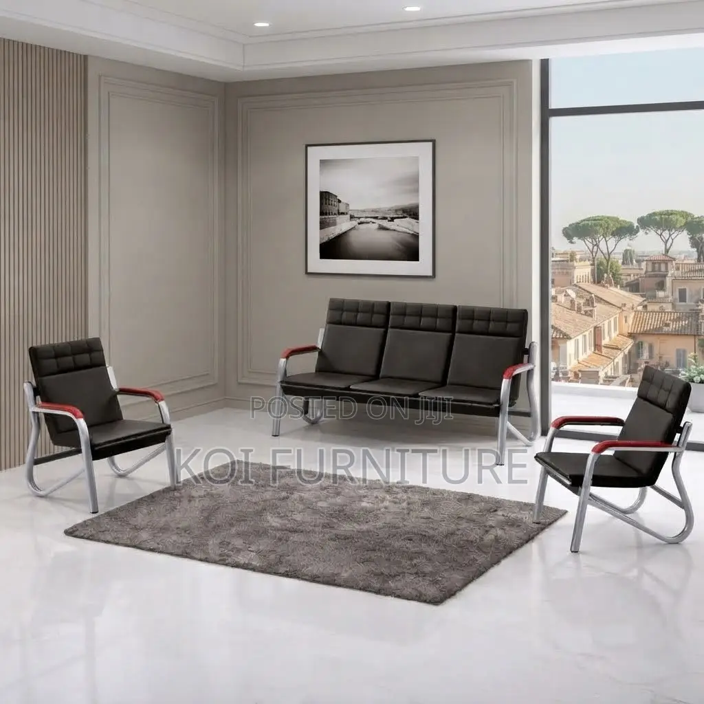 Office Sofa; Five Seaters Trendy Modern Ergonomic Leather Sofa Set
