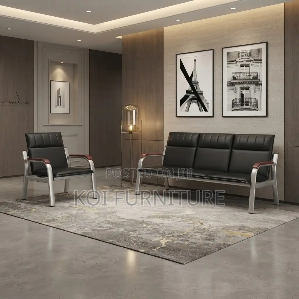 Office Sofa; Five Seaters Trendy Modern Ergonomic Leather Sofa Set
