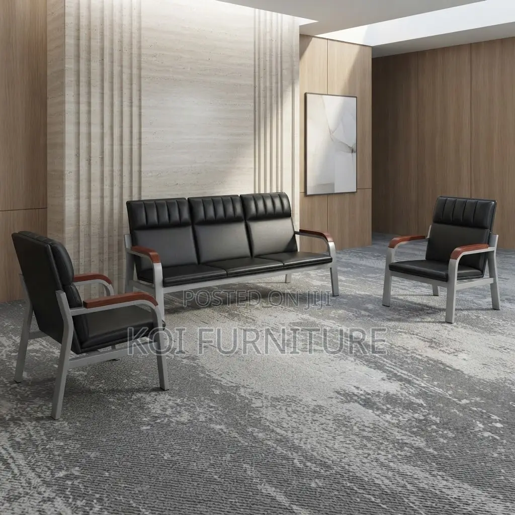Office Sofa; Five Seaters Trendy Modern Ergonomic Leather Sofa Set