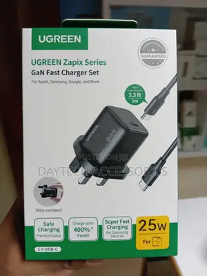 UGREEN 25W USB-C GaN Fast Charger Set UK wITH C to C Cable