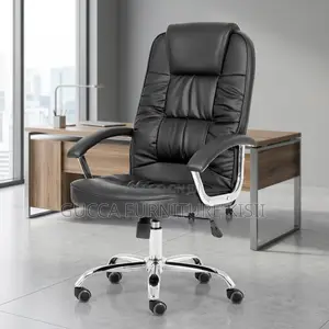 Black Leather Swivel Office Chair