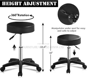 Bar Stool; Adjustable Round Portable Leather Bar Stool
