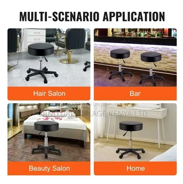 Bar Stool; Adjustable Round Portable Leather Bar Stool