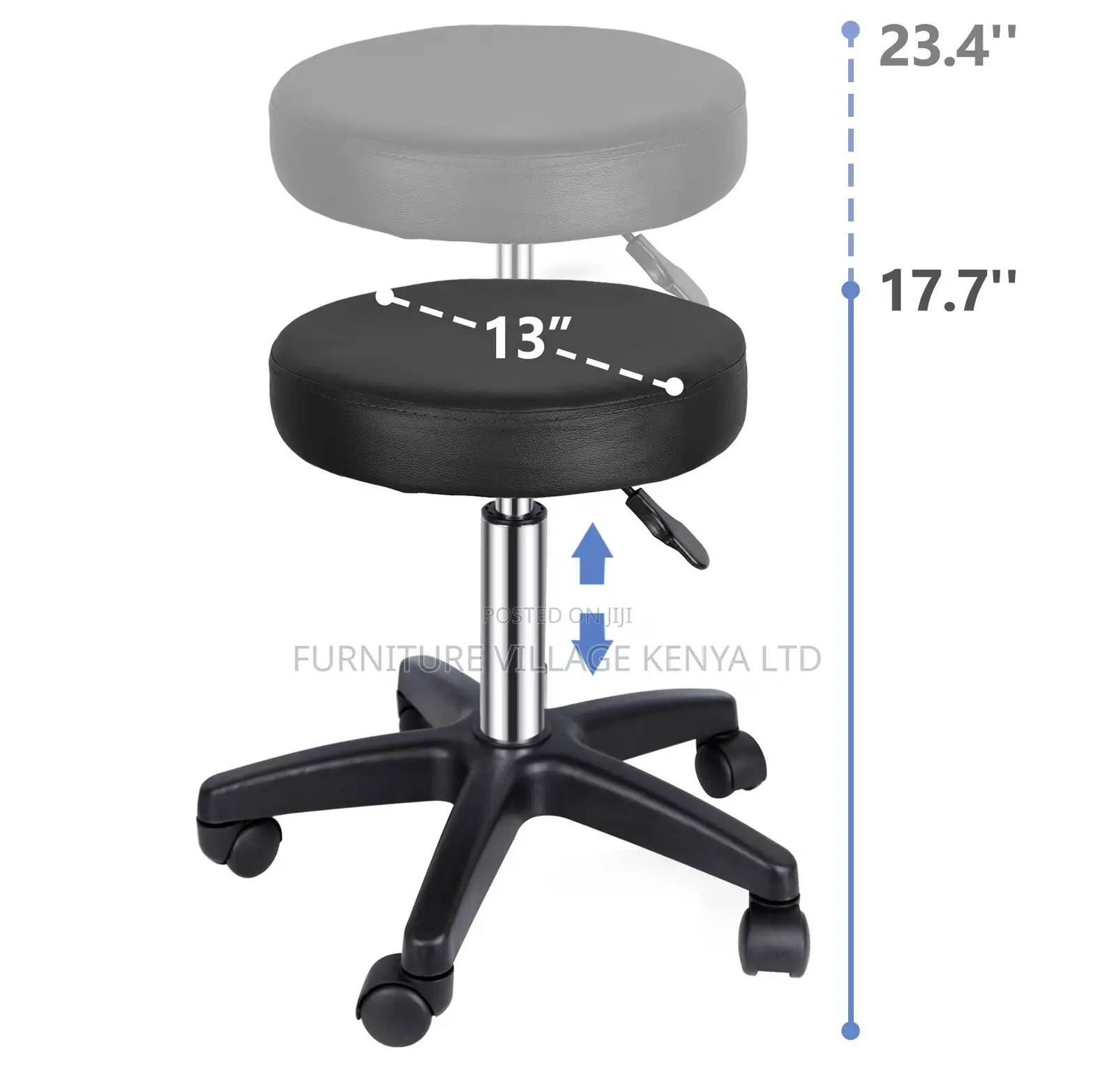 Bar Stool; Adjustable Round Portable Leather Bar Stool