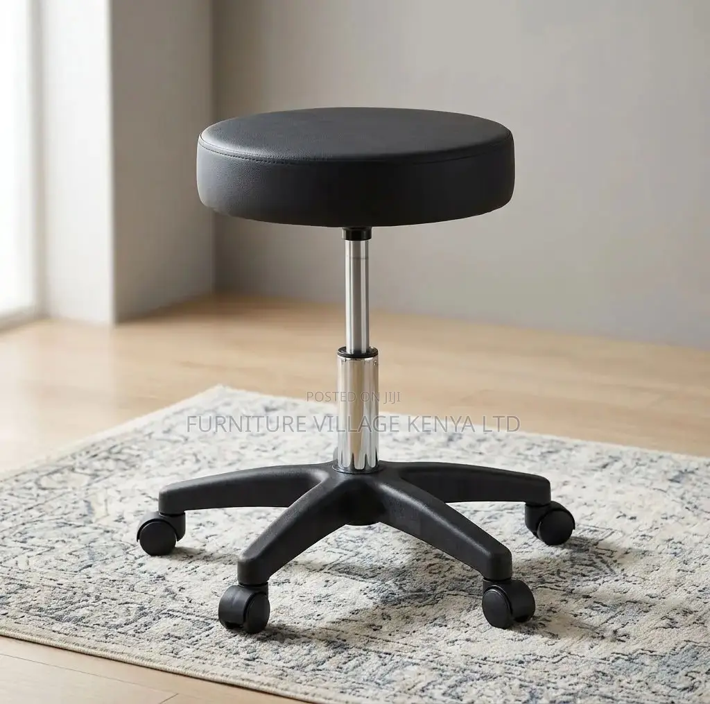 Bar Stool; Adjustable Round Portable Leather Bar Stool