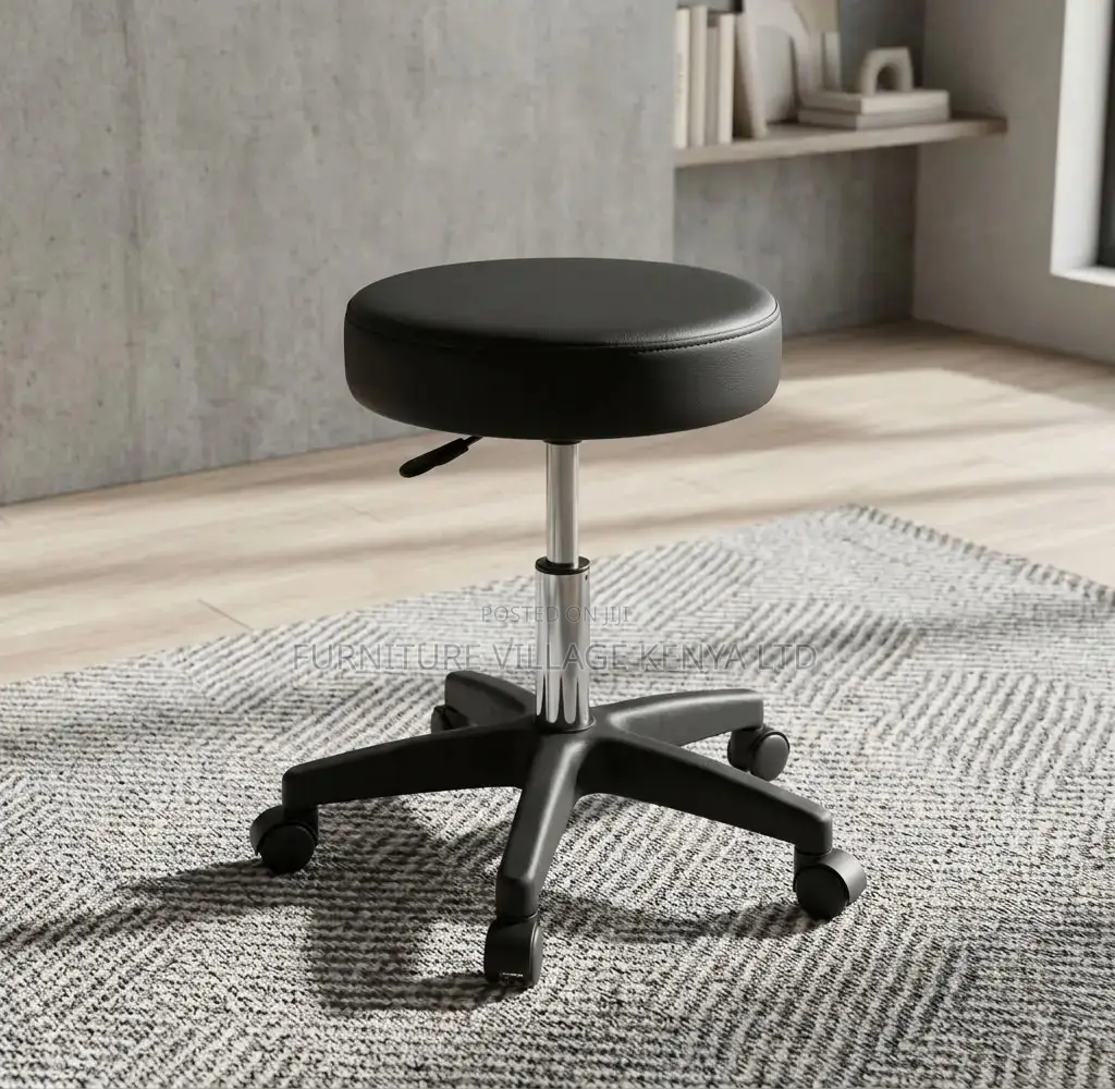 Bar Stool; Adjustable Round Portable Leather Bar Stool