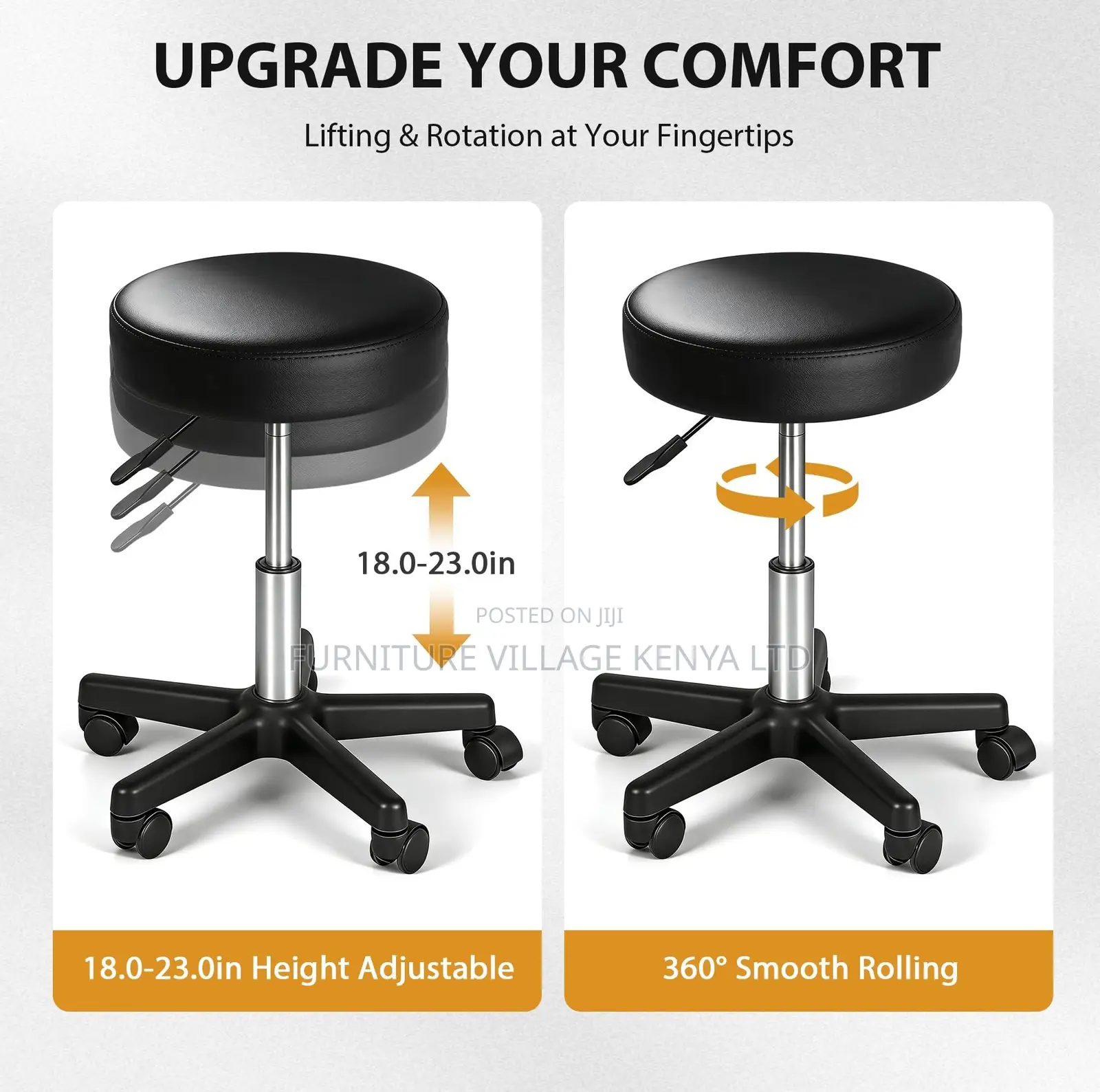 Bar Stool; Adjustable Round Portable Leather Bar Stool