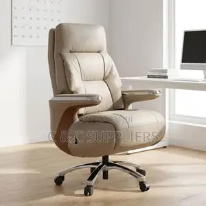 Executive Brown Leather Chair With Footrest