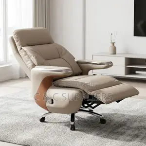 Executive Brown Leather Chair With Footrest
