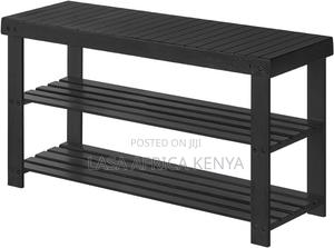 LASA 3-Tier Bamboo Shoe Bench, Black, 90 x 28.7 x 45.3cm - Entryway Shoe Rack & Seat, 130kg Load