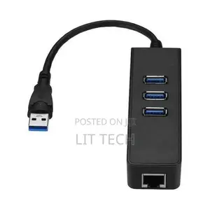 3-Port USB 3.0 Hub With RJ45 Gigabit Ethernet Adapter