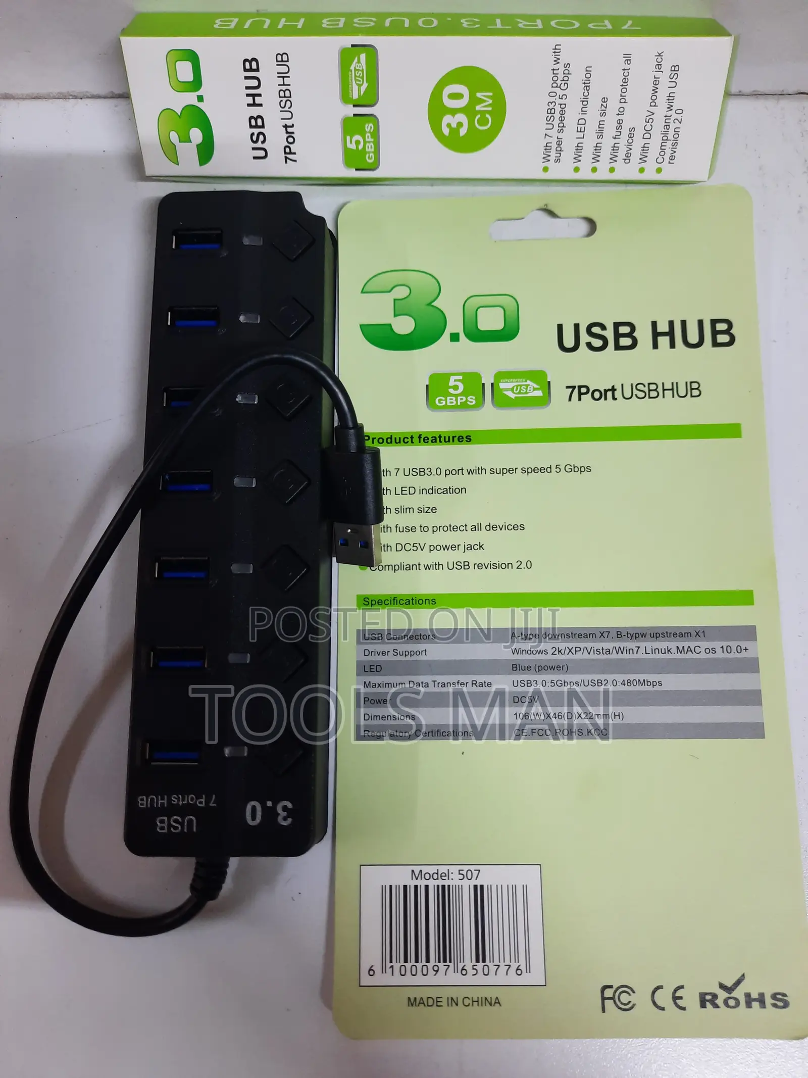 USB Hub 7 Port 3.0 With Individual Switches