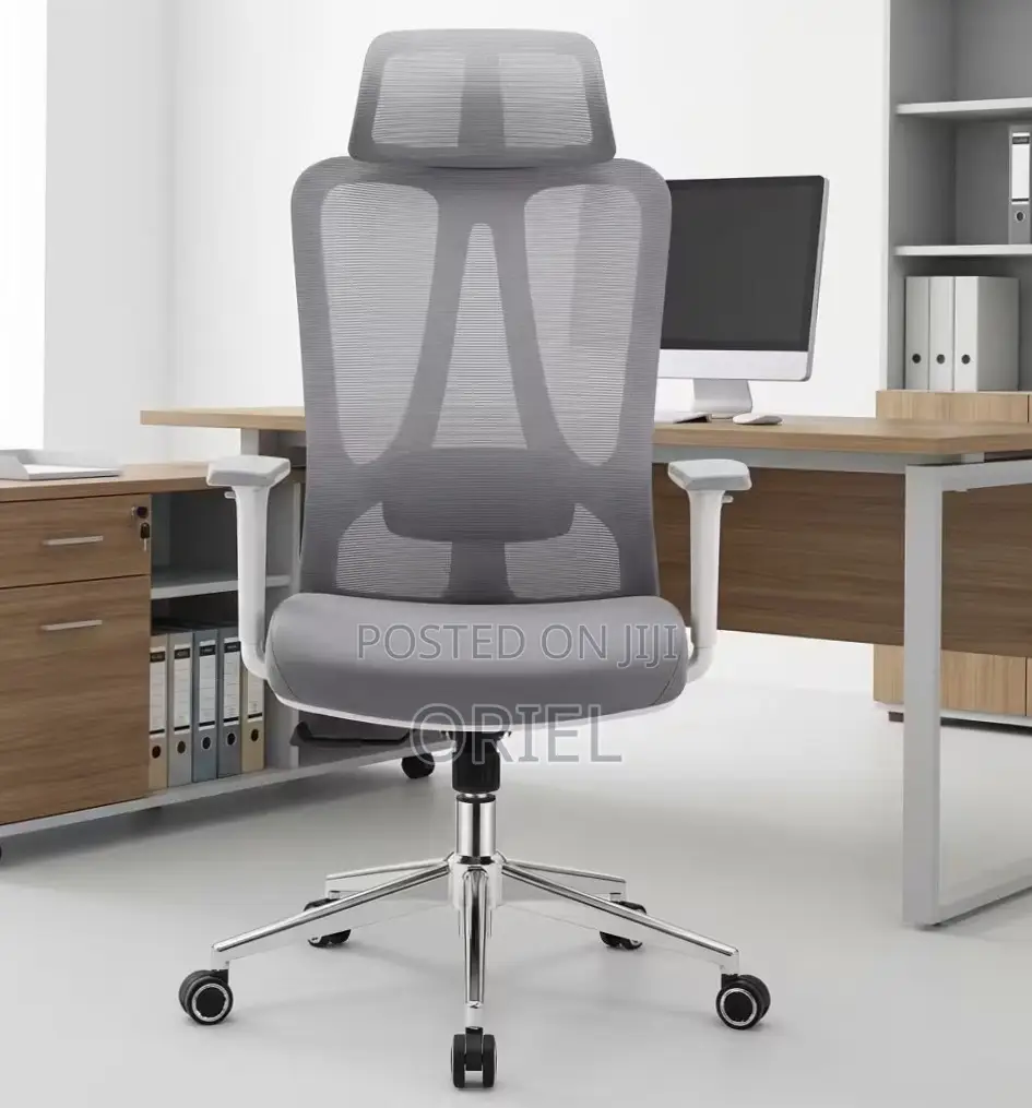 Office Chair : Ergonomic High Back Office Gray Fabric Chair