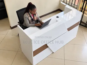 1.6M Modern Reception Desk White Brown Office Front Desk