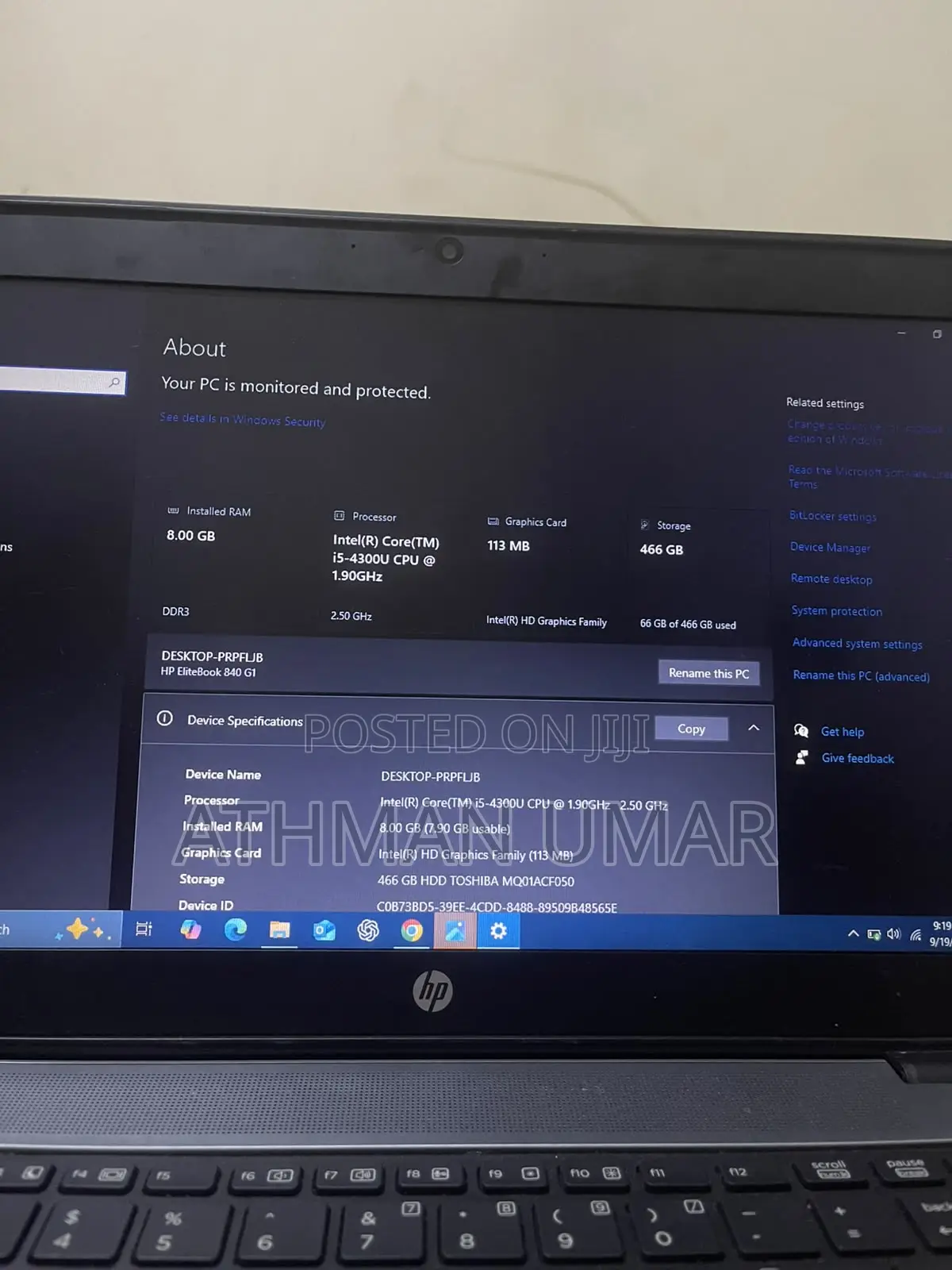 Laptop HP EliteBook 840 G1 8GB Intel Core i5 HDD 500GB