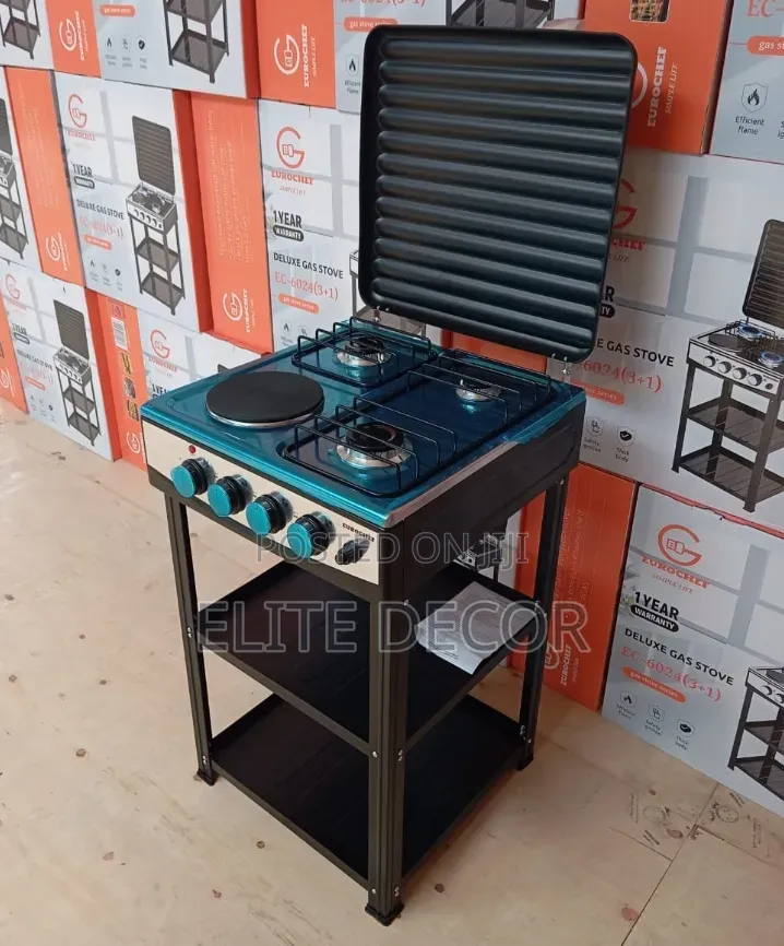Eurochef 3 Gas + 1 Electric Standing Cooker With Shelves
