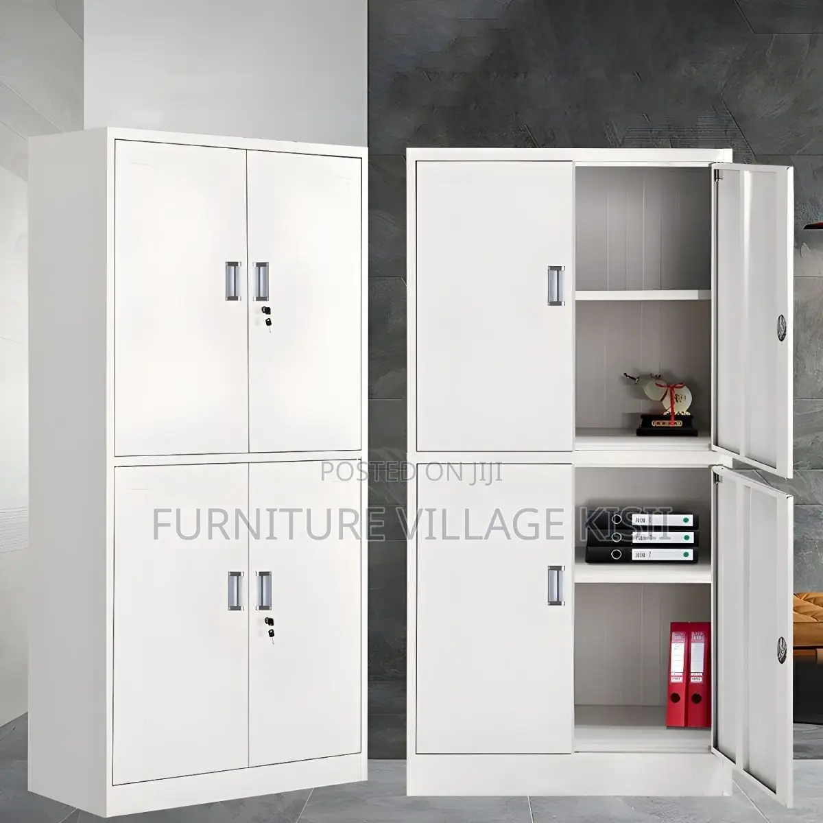 Office Cabinet ; 4-Door Lockable Storage Steel Locker