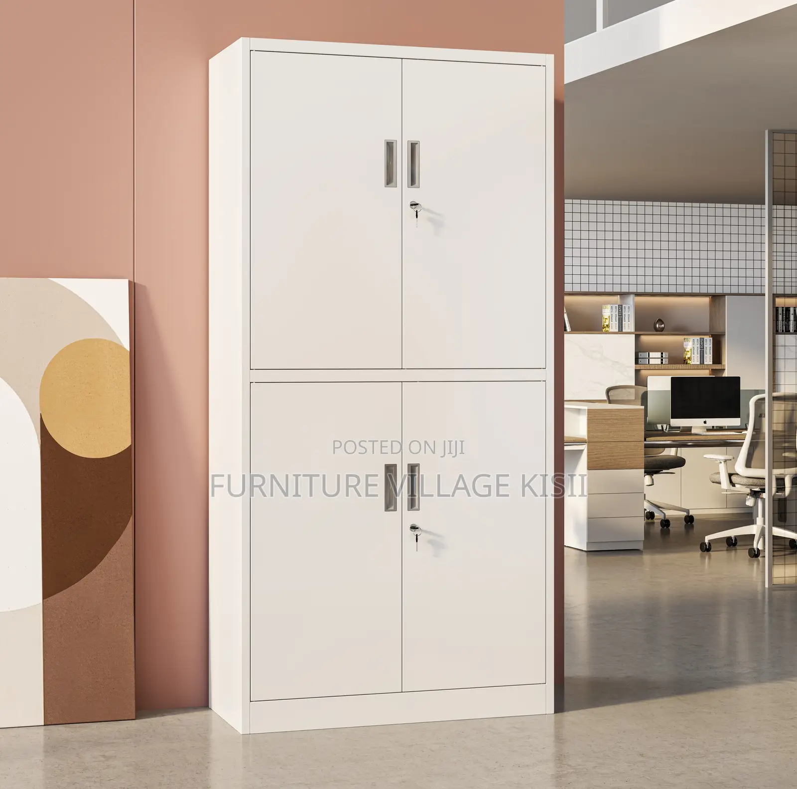 Office Cabinet ; 4-Door Lockable Storage Steel Locker