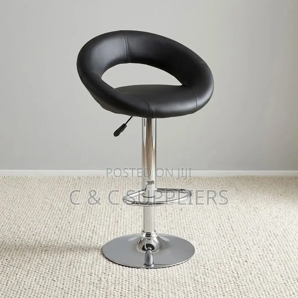 Round Leather Rolling Kitchen Stool.