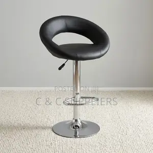 Round Leather Rolling Kitchen Stool.