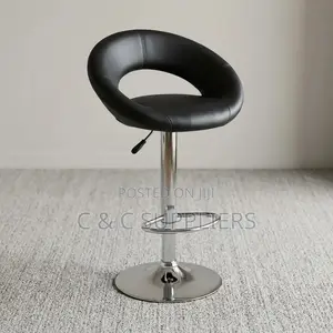 Round Leather Rolling Kitchen Stool.