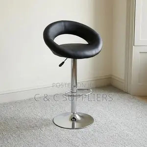 Round Leather Rolling Kitchen Stool.