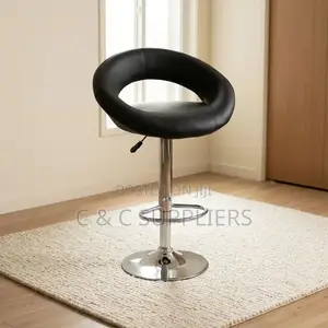 Round Leather Rolling Kitchen Stool.