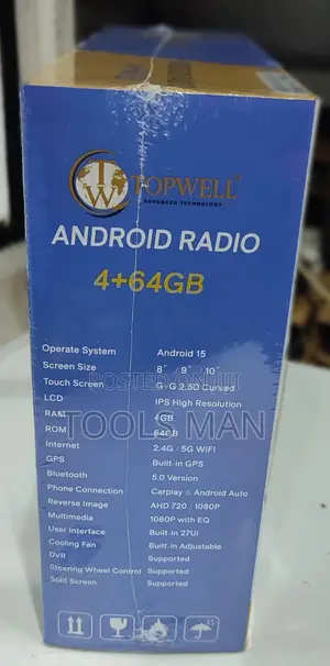 TOPWELL 8 Inch Android Car Radio 4GB 64GB GPS Bluetooth FM USB CarPlay