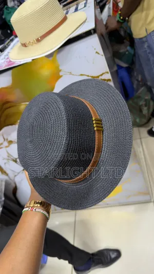 Packable Woven Straw Sun Visor With Faux-Leather Band