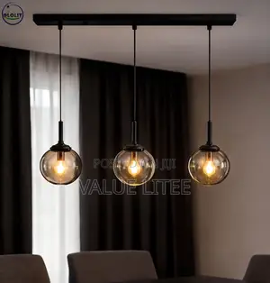 3 Pendant Straigh Black Chandelier