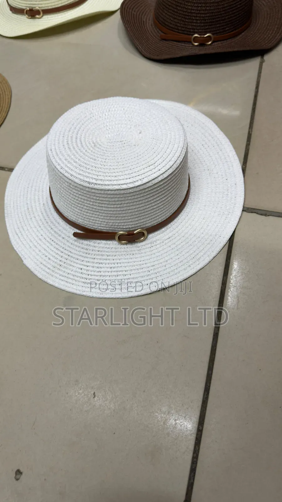 Summer Beach Sun Hat With Elegant Leather Belt Buckle