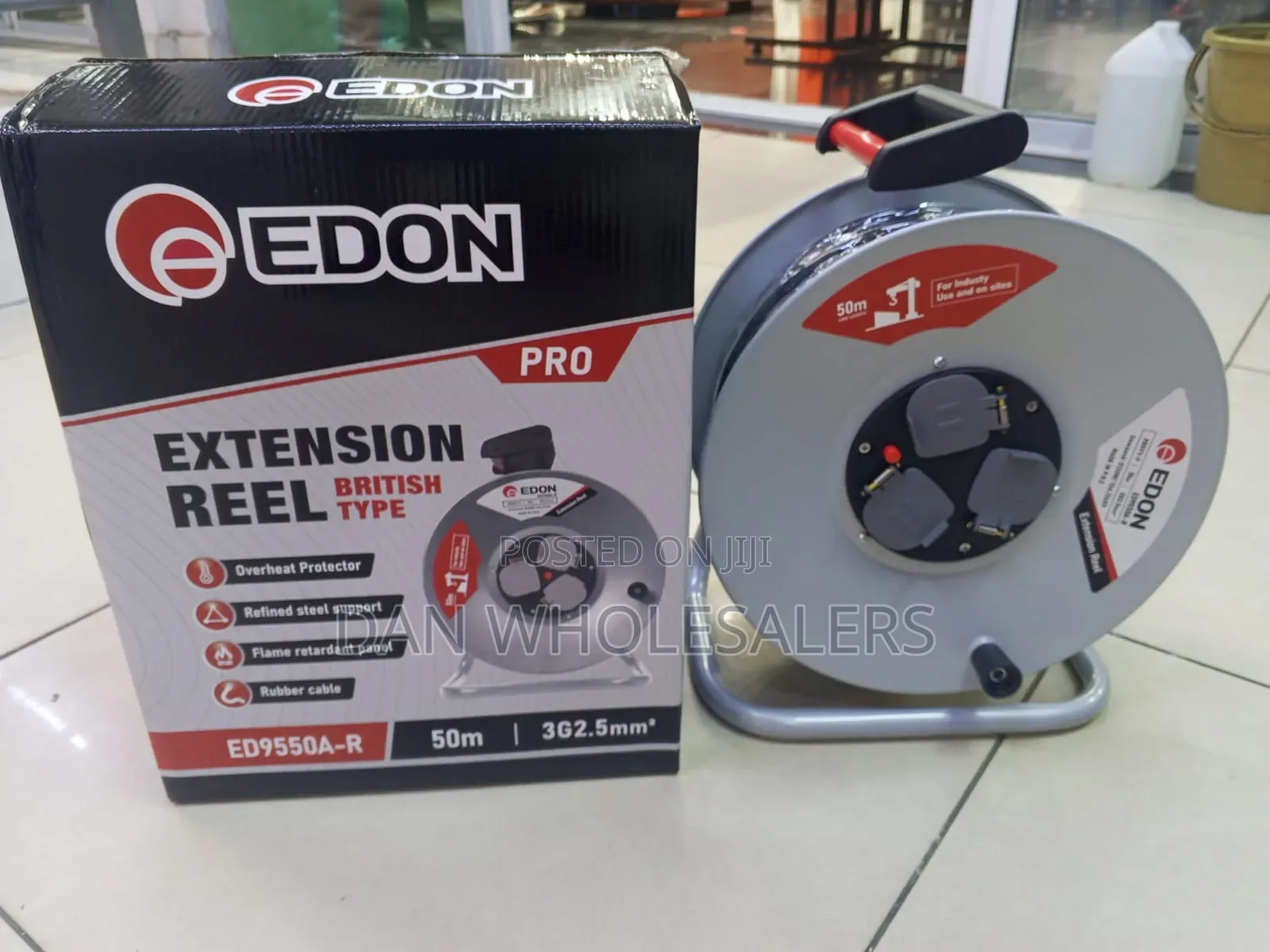 EDON Pro Extension Cable Reel 50m Portable Stand Reel