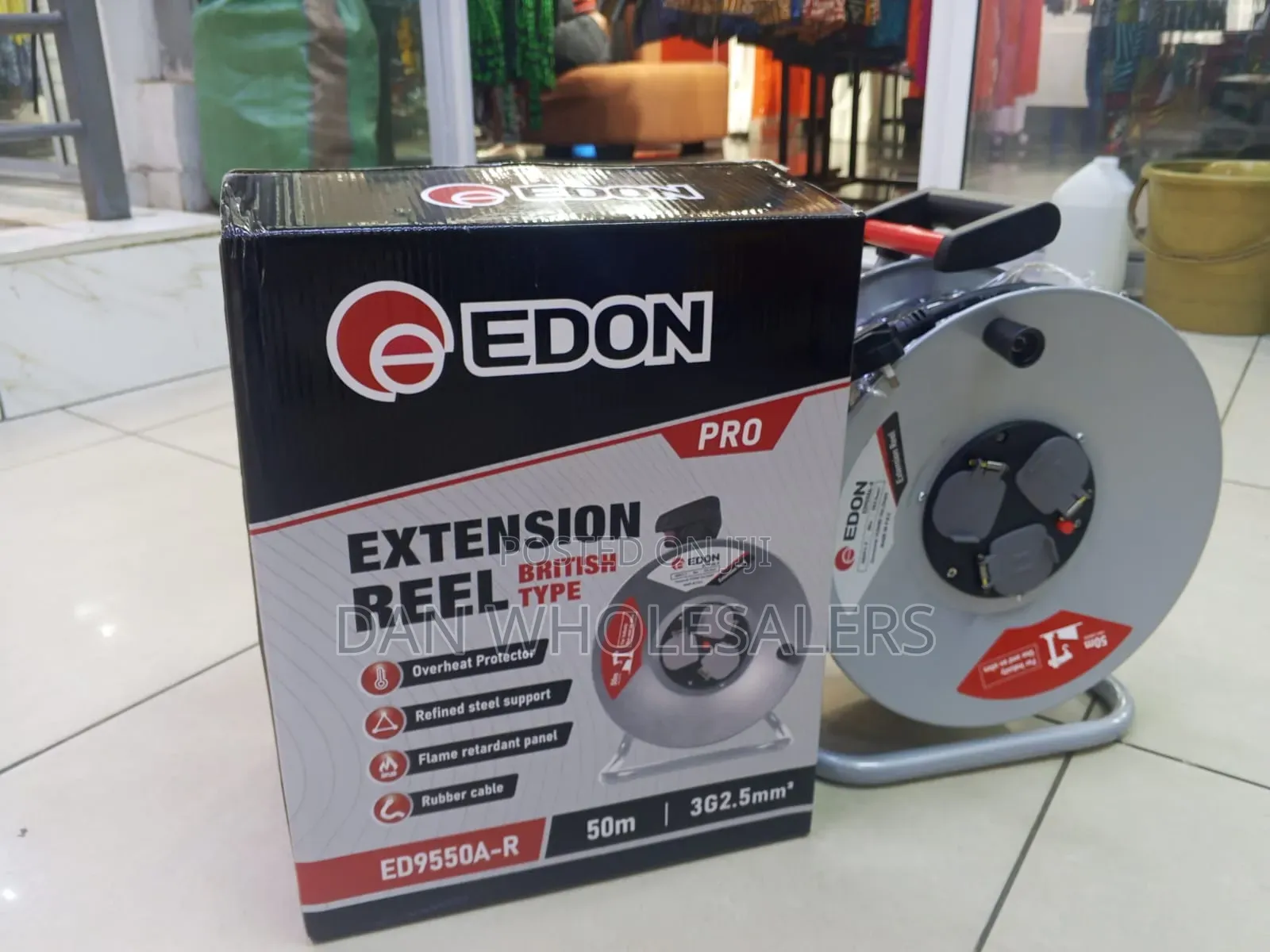 EDON 50M Extension Reel With Overheat Protector Rubber Cable