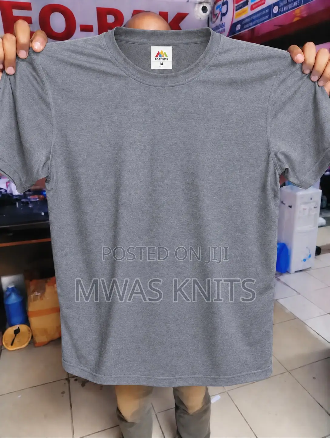 Grey Round Neck T Shirt Cotton Fashion