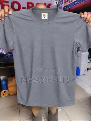 Grey Round Neck T Shirt Cotton Fashion